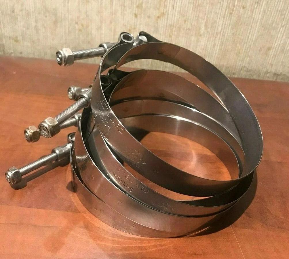 Used x5 Genuine Fleetguard 4.5" Premium T-Bolt Clamps | A034C569 134324 Made in USA