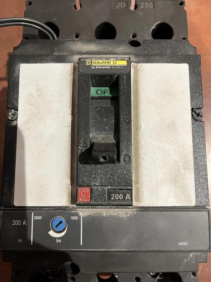 Used Used 200A Square D PowerPact JD250 JDF36200SN Circuit Breaker - P/N: Y0601808833