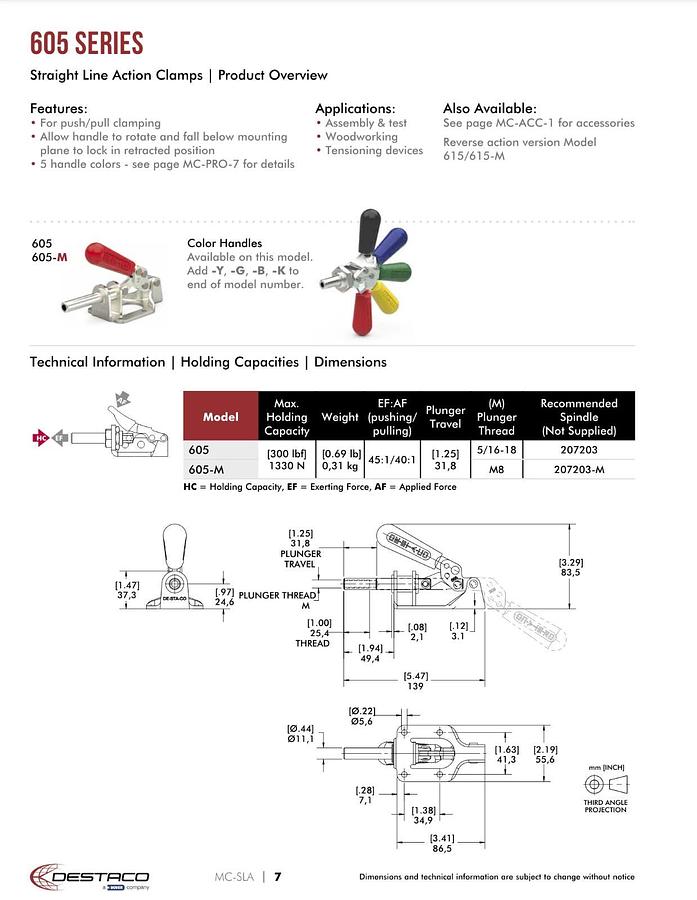 Destaco 605 Straight Line Action Clamp P/N: 56050