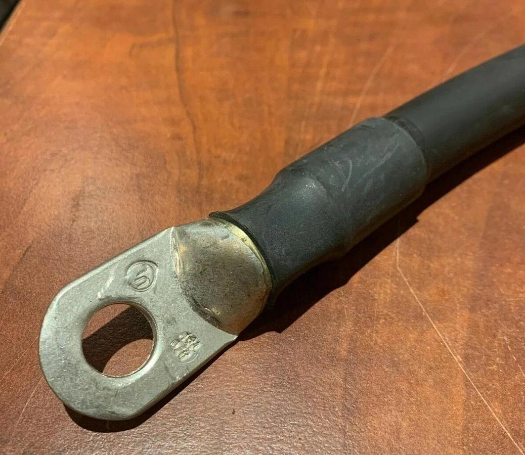 Used 27" Long 4/0 Power Cable w/ Lug Ring Terminals | CAT Caterpillar P/N: 393-2356