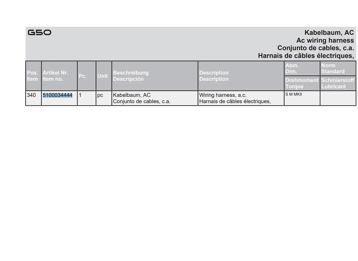 Used Used Wacker G50 T4F CT Current Transformer Wiring Harness | P/N: 5100034444