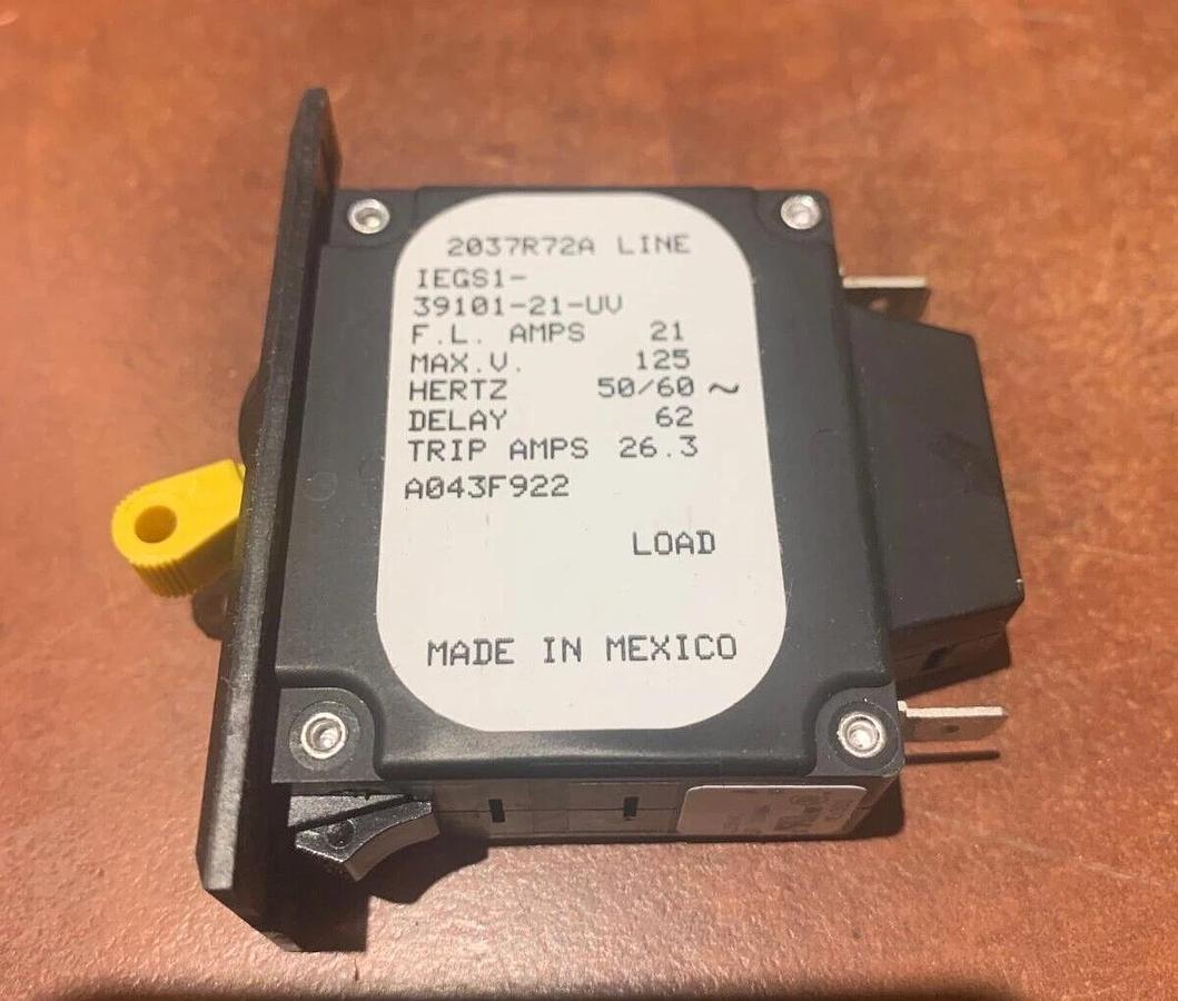 Used New Cummins 2.5HGJBB-1126A Circuit Breaker 250V 21A A043F922 AirPax 39101-21-UV