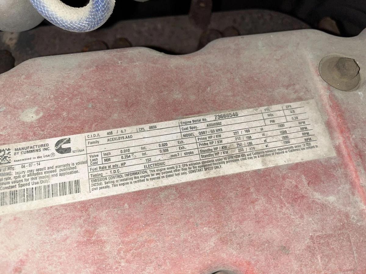 Used 150kw Cummins C150D6R-1402527 Spec. D Mobile Diesel Generator - S/N: D140666342