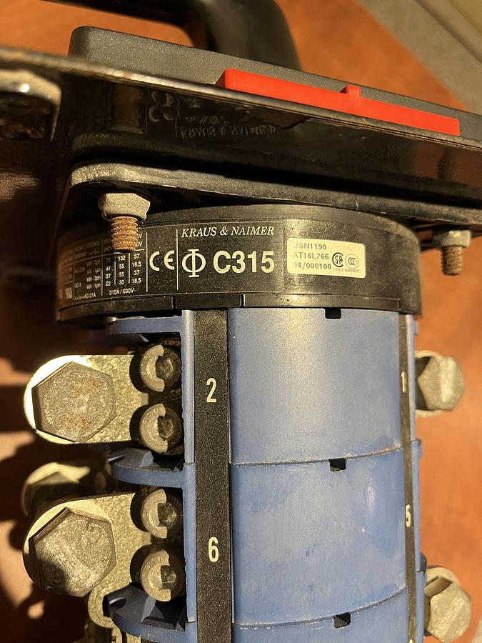 Used 240 Amp 600VAC Kraus & Naimer C315 Voltage Selector Switch from Cummins C150D2RE