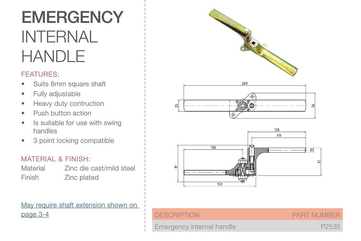 Selectlok Emergency Internal Handle - P/N: P2535