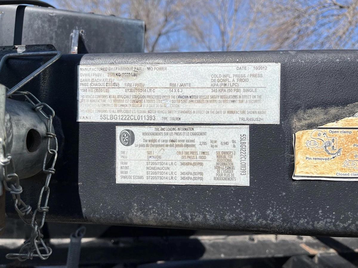 Used Used 12' Multiquip Double Axle TRLR45US2H Trailer - VIN: 5SLBG1222CL011393