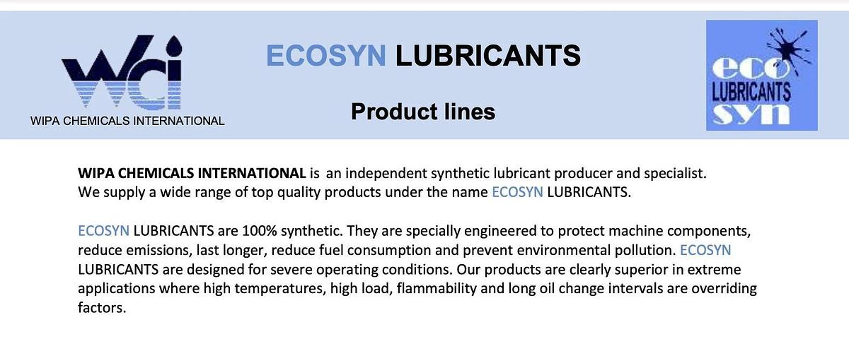 Used WIPA Chemicals Ecosyn GE 4004 | Synthetic Gas Engine Lubricant Oil (264 Gallons)