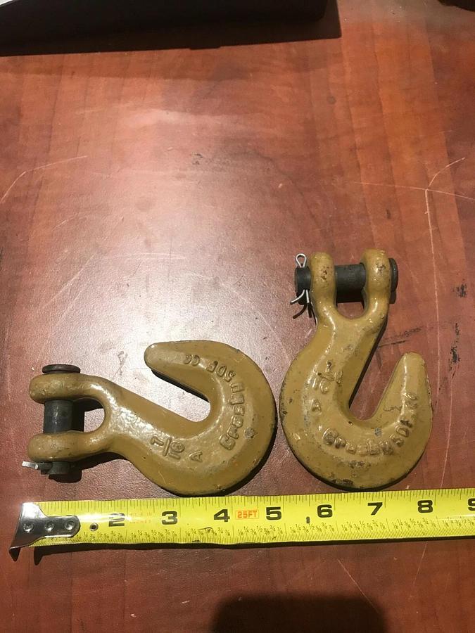 (2) New Crosby 7/16" Rigging Lifting Chain Clevis Grab Hooks | WLL 8,750 lbs.