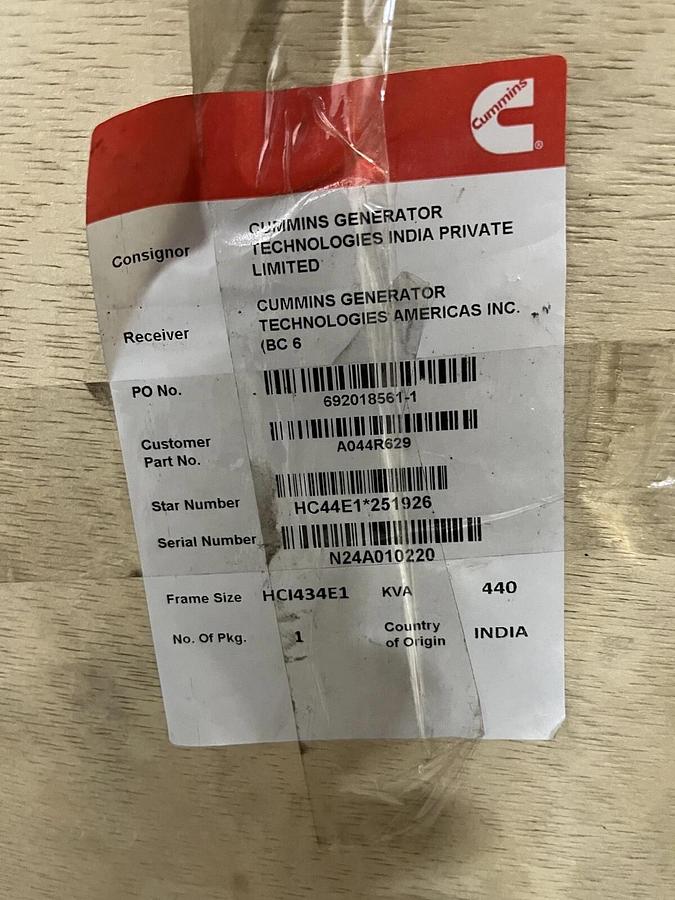 Used New 350kW (440kVA)  Cummins / Stamford HCI434E1 Alternator - P/N: A044R629