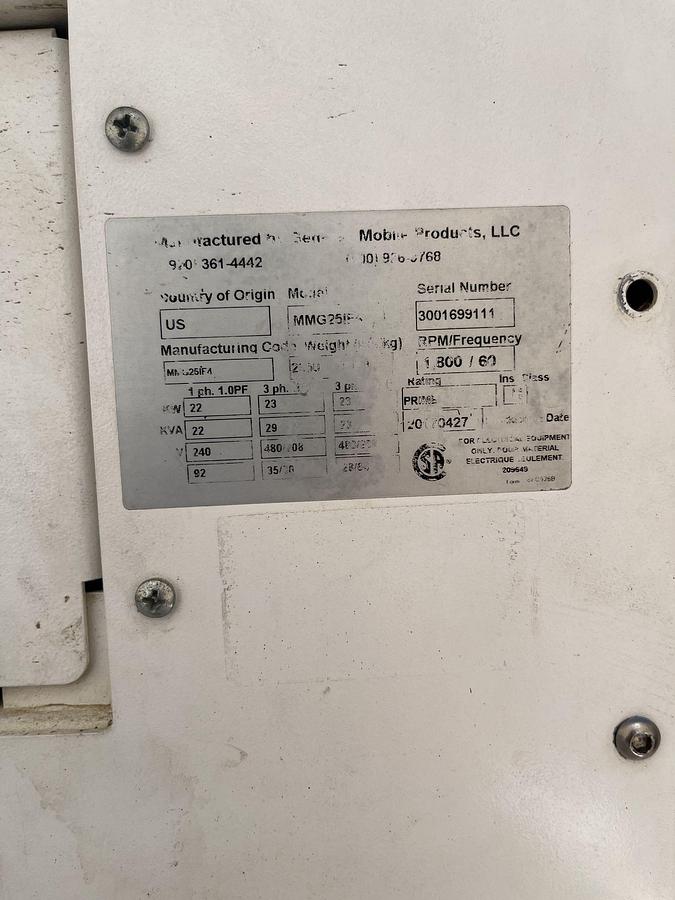 Used 25kVA 2017 Generac MMG25IF4 Mobile Diesel Generator - S/N: 3001699111
