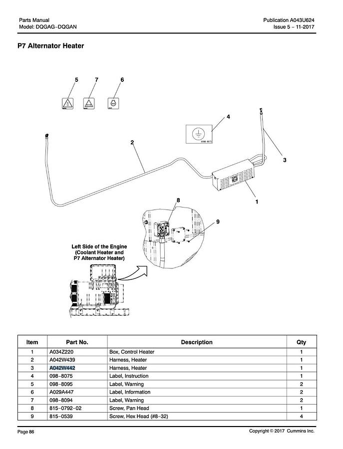Used New Genuine OEM Cummins Heater Wire Harness DQGAN | P/N: A042W442