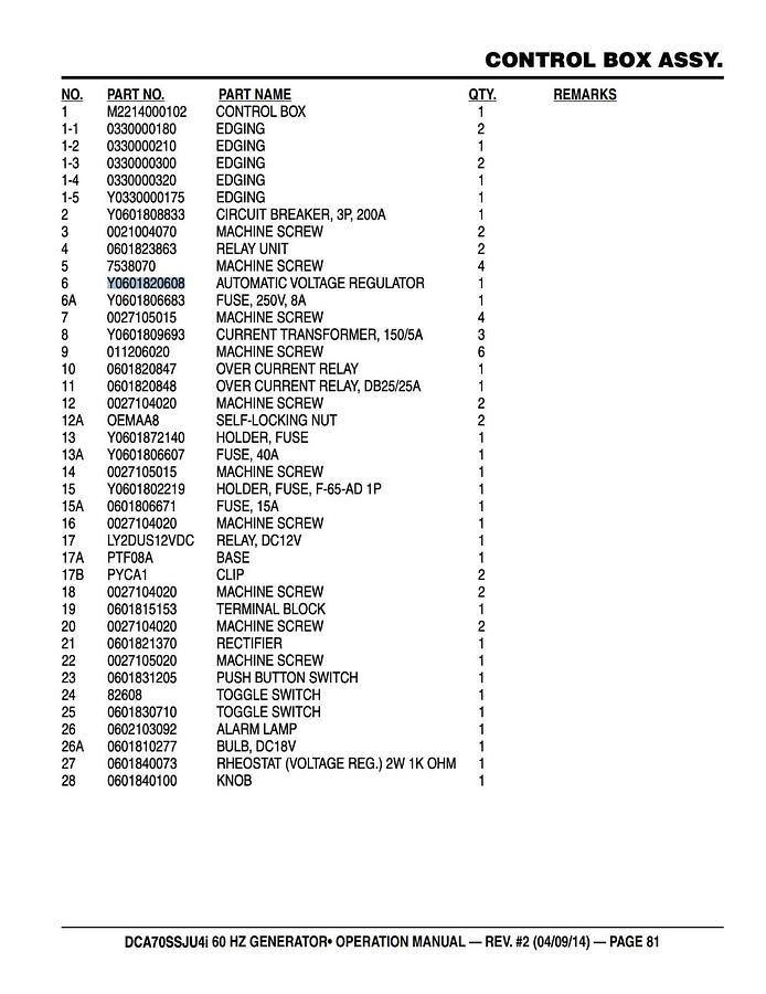Used Denyo Generator AVR Automatic Voltage Regulator NTA-4A-2DD Multiquip Y0601820608