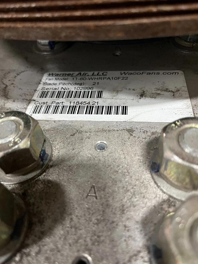 Used Used Waco Fans 11-60-WHRPA10F22 Aluminum Fan - S/N: 102996
