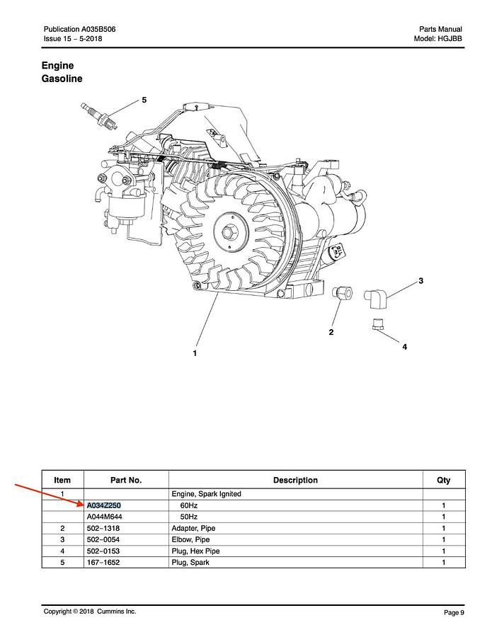 Used New Onan OHC Gasoline RV Engine P/N: A034Z250 60Hz HGJBB | Robin Subaru EX210