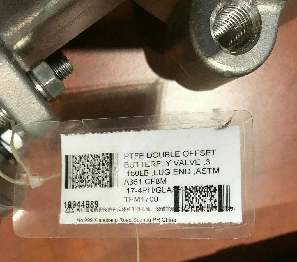 Used New 3" FNW NEWAY PTFE Double Offset Locking Butterfly Vavle | FNWHP1LSTLM 150LB