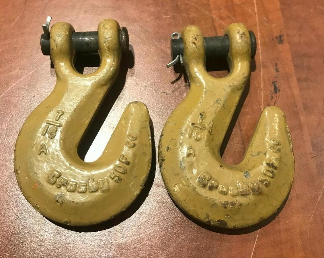 (2) New Crosby 7/16" Rigging Lifting Chain Clevis Grab Hooks | WLL 8,750 lbs.