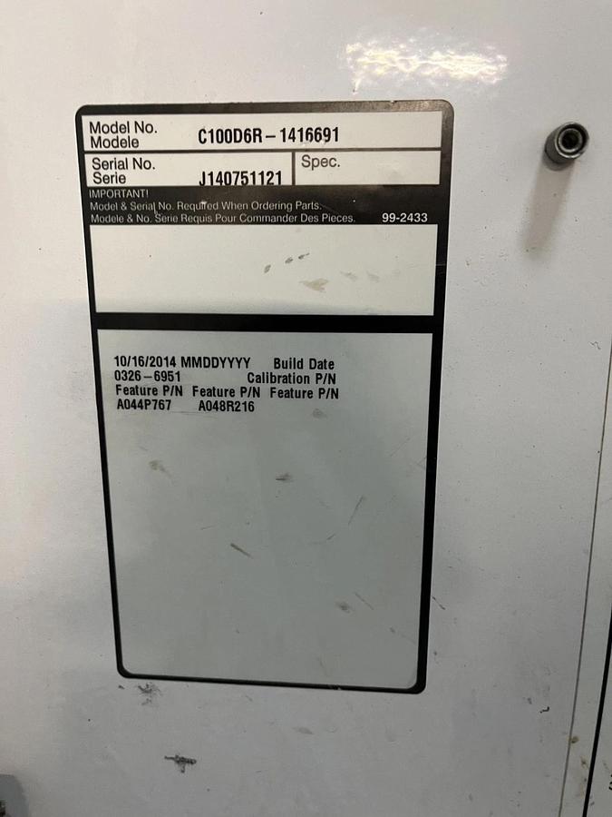 Used 100kw Cummins C100D6R Spec. D Mobile Diesel Generator - S/N: J140751121