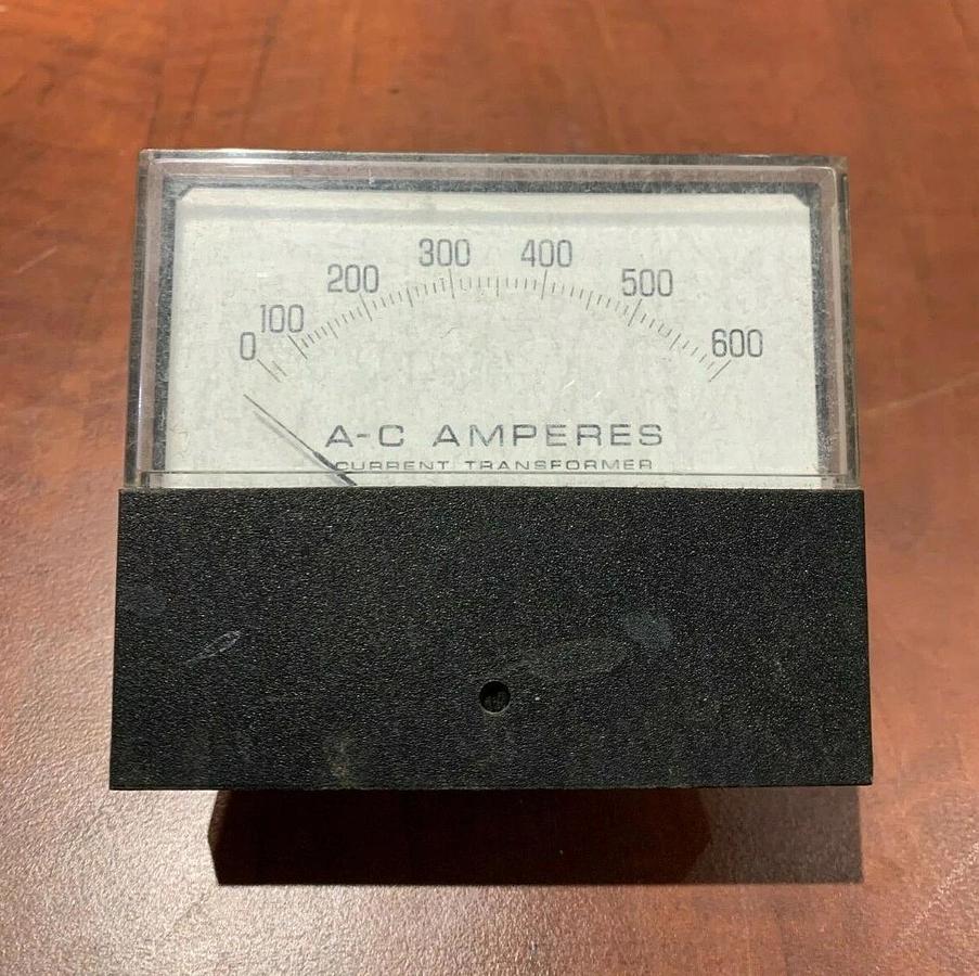 Used 0-600 A-C Amperes Current Transformer Panel Meter