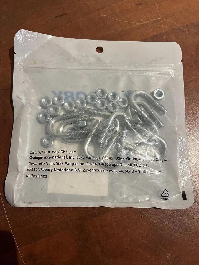 Used (10-Pack) Fabory (1)32TG94 Zinc Plated Steel U-Bolt 1/4-20~1/4 | 1-1/4 x 9/1