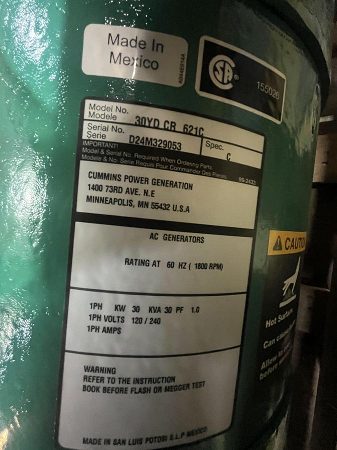 30kW 2024 Cummins 30YD CR 621C Spec. C Alternator