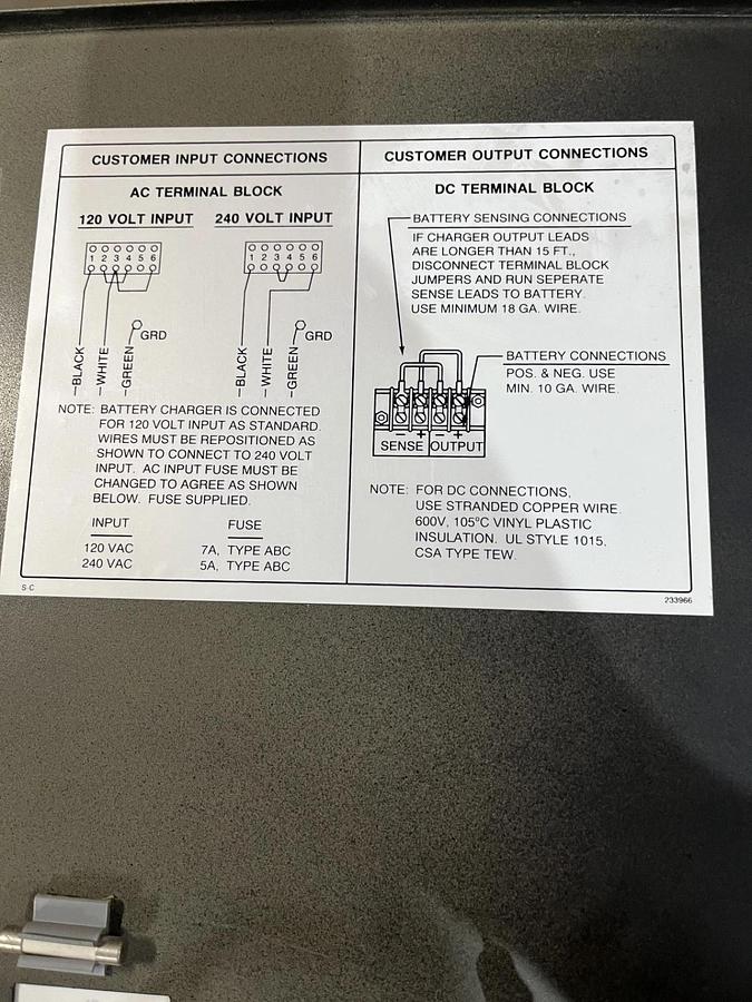 Used Used Kohler 120/240 VAC 26VDC Automatic Battery Charger - P/N: A-326767