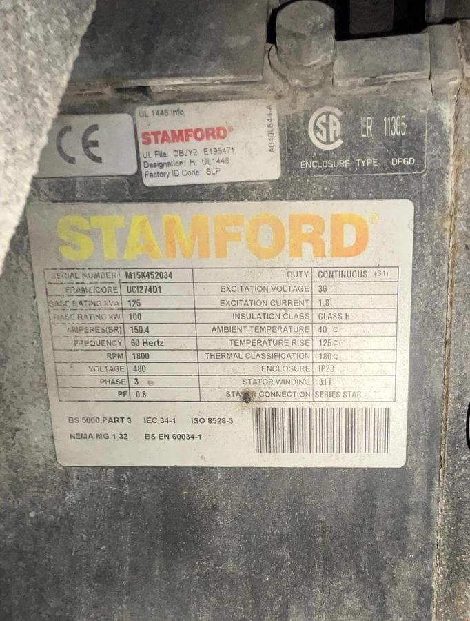 100kw Cummins C100D6R-1527367 Spec. E Mobile Diesel Generator - S/N: L150901778