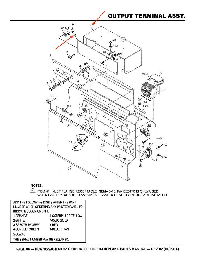 Used Multiquip 3-PHASE OUTPUT TERMINAL COVER DCA70SSJU4i | PN M2237100103 M3236100104