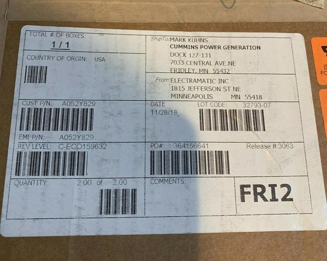 Used New Genuine OEM Cummins Tier 3 600V Control Harness C100-D6R | P/N: A052Y829