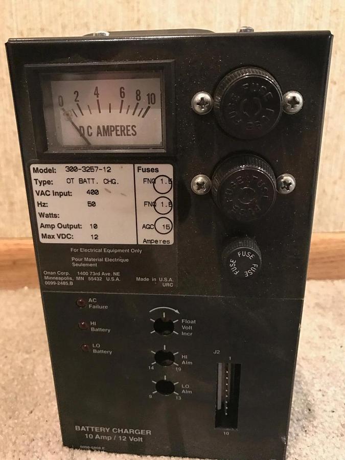 Used Cummins Onan Battery Charger 10 Amp 50 Hz | Part Number: 300-3257-12  300325712