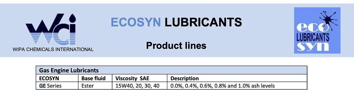 Used WIPA Chemicals Ecosyn GE 4004 | Synthetic Gas Engine Lubricant Oil (264 Gallons)