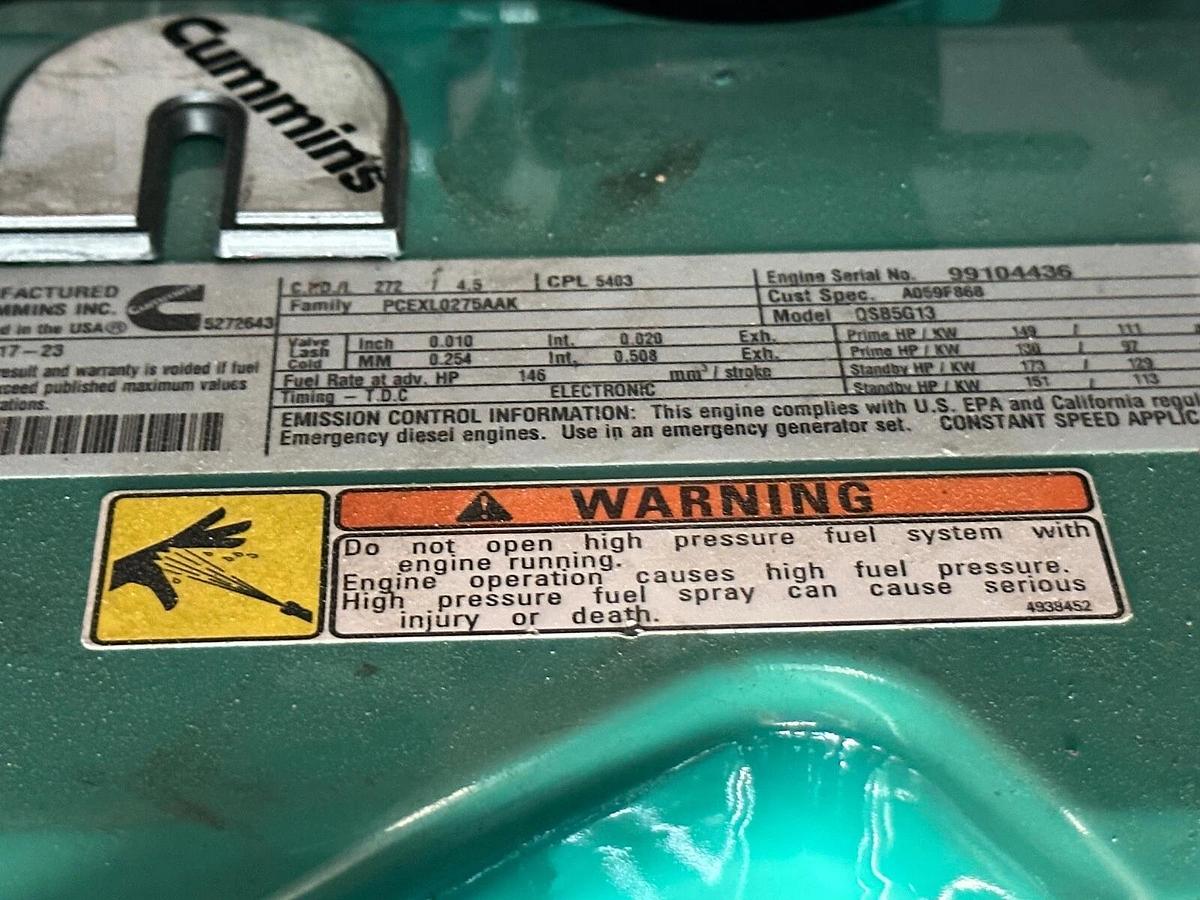 100kW Cummins C100D6R Mobile Diesel Generator - F130513897