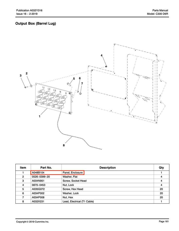Used Used Barrel Lug Connection Board from C300 D6R Spec. C - P/N: A048B104