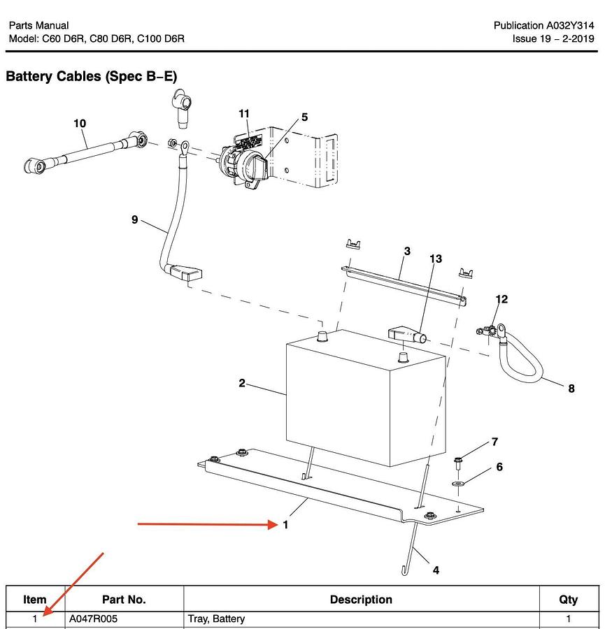 Used New Cummins Battery Tray | Fits: C60D6R C80D6R C100D6R | Cummins P/N: A047R005