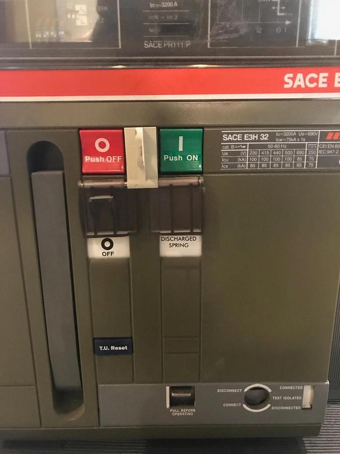 Used 3,200 Amp ABB Circuit Breaker w/ Draw Out Breaker Cradle | SACE E3H 32