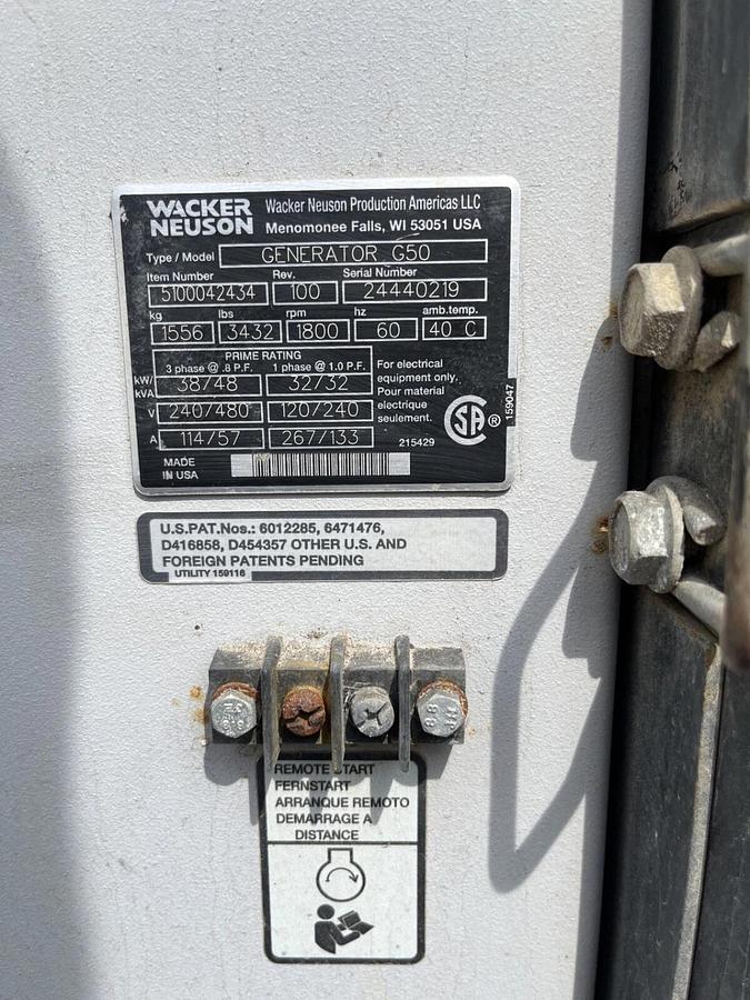 Used 50kva Wacker Neuson G50 Mobile Diesel Generator - S/N: 24440219