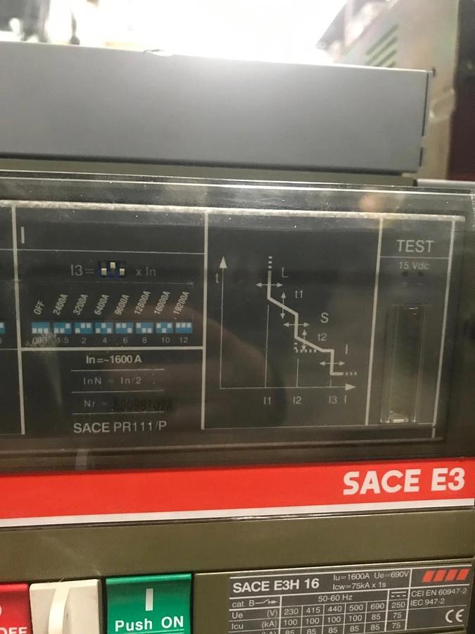 Used 1600 Amp ABB Circuit Breaker w/ Draw-Out Breaker Holder | SACE E3H 16