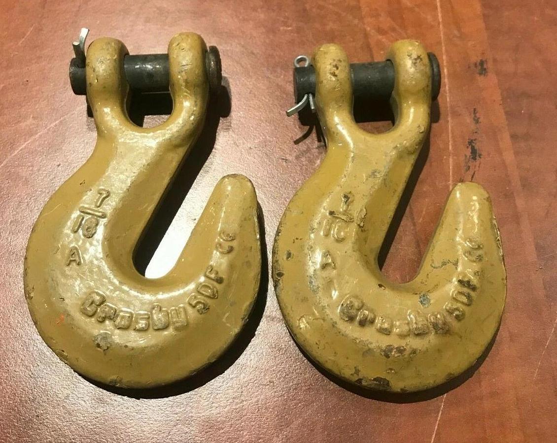 (2) New Crosby 7/16" Rigging Lifting Chain Clevis Grab Hooks | WLL 8,750 lbs.