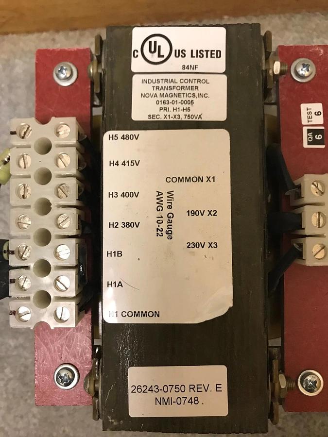 Used Nova Industrial Control Transformer 750VA | 0163-01-0005
