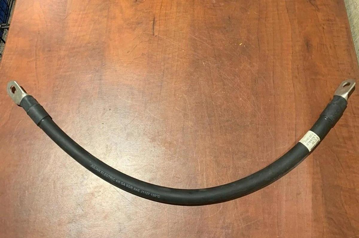 Used 27" Long 4/0 Power Cable w/ Lug Ring Terminals | CAT Caterpillar P/N: 393-2356