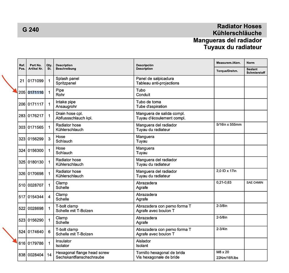 Used Wacker Neuson G240 0171116 0179786 | Charge Air Cooler Pipe and Insolation