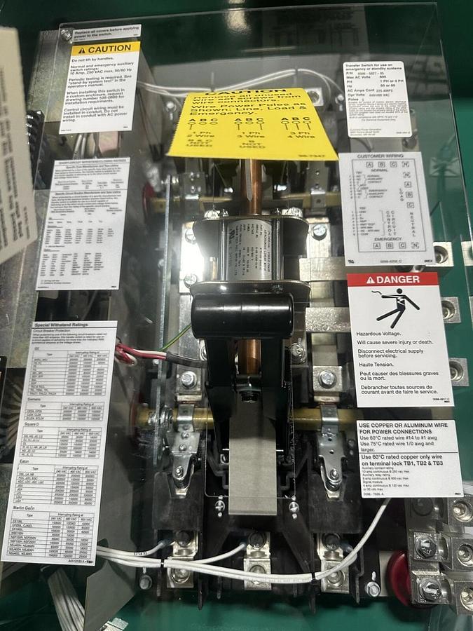 Used New 225 Amp Cummins OTECB-1910036 Automatic Transfer Switch - S/N: L19M698787