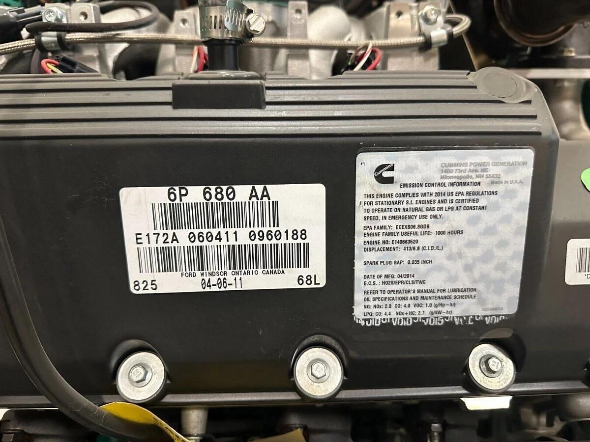 Used 85kW Cummins GGHG Stationary Natural Gas Generator S/N: E140663520