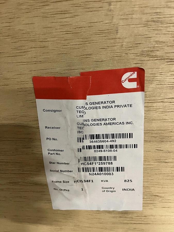 Used New 660kW (825 kVA) Stamford Alternator HCI534F1 C500D6RG | P/N: 0249-5108-04