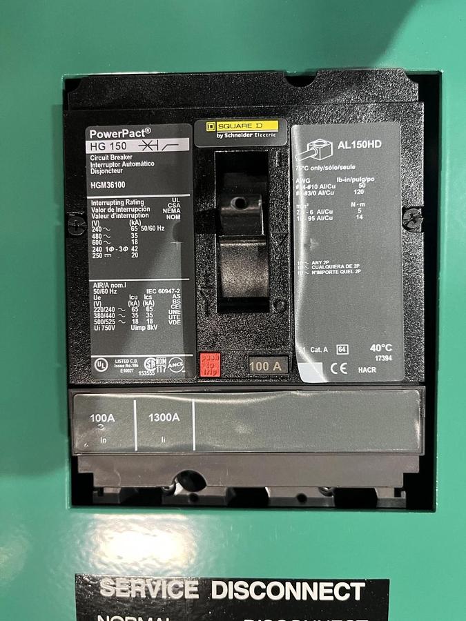 Used 100 Amp Cummins OTECSEA Spec. A Automatic Transfer Switch S/N: L17M290545