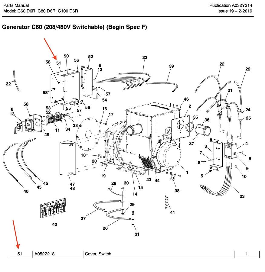Used Cummins Switch Cover For C60D6R | P/N: A052Z218