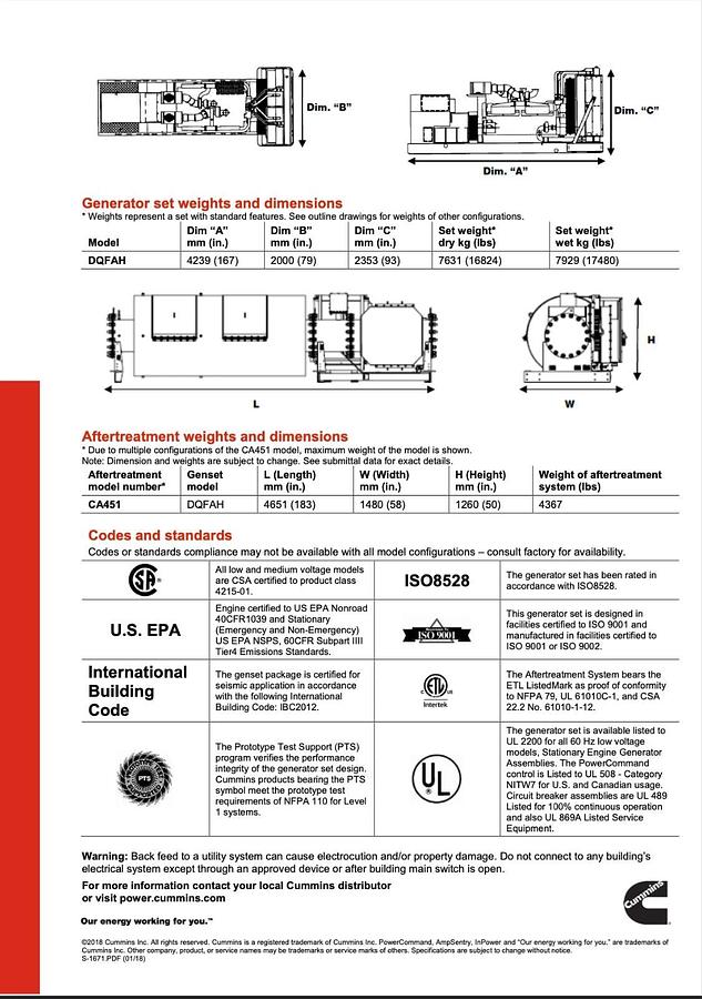 Used Used 1000kW Cummins DQFAH-QST30 (T4F) Stationary Diesel Generator Set