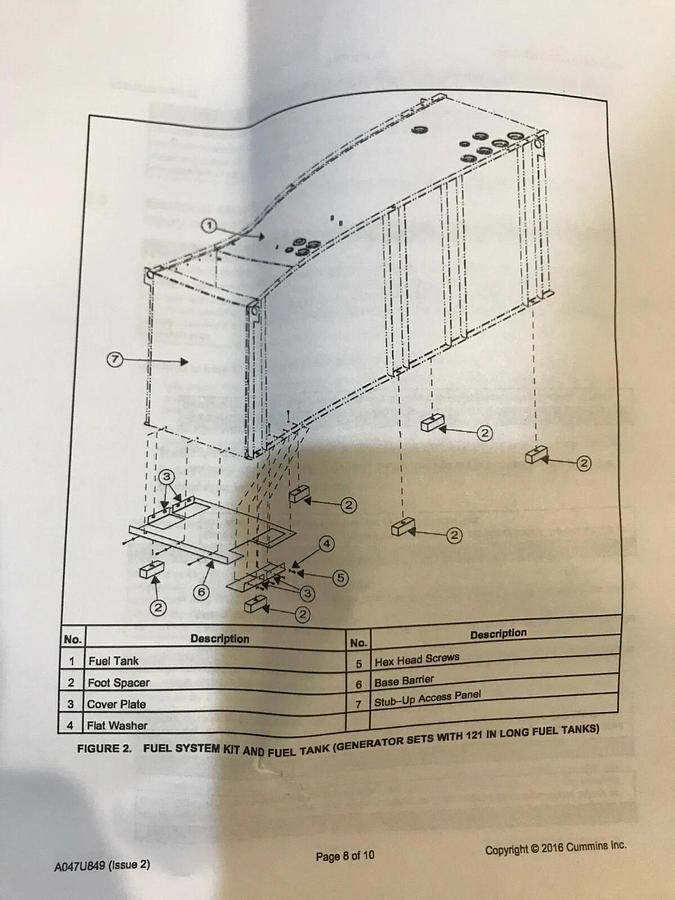 Cummins P/N: A048C547 | Generator Fuel Tank Risers | Kit, Fuel System