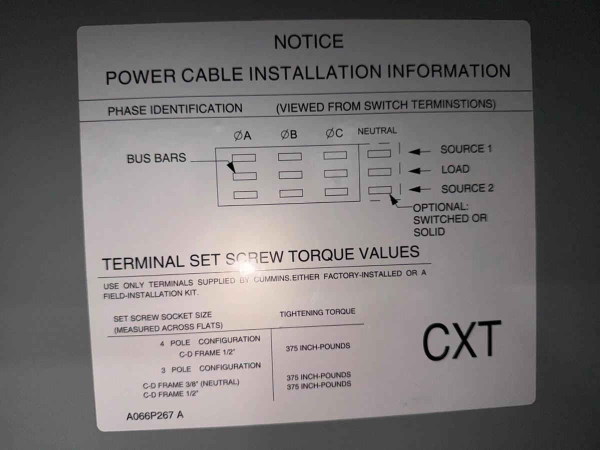 150A - 480V Cummins CXTC8 Automatic Transfer Switch  - I22M149483
