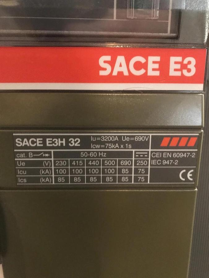 Used 3,200 Amp ABB Circuit Breaker w/ Draw Out Breaker Cradle | SACE E3H 32