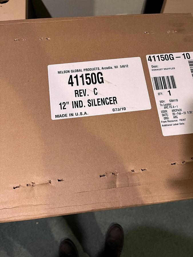 New Nelson / Cummins 41150G Rev. C 12" IND Muffler - P/N: 0155-2063-05